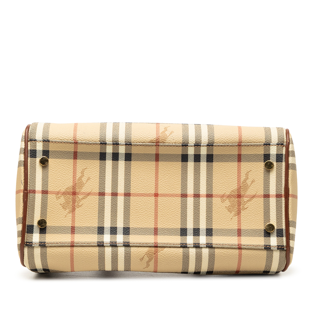 Pre-Loved Burberry Haymarket Check Coated Canvas Boston Bag - Picture 3 of 6